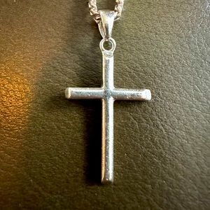 Sterling silver cross necklace.